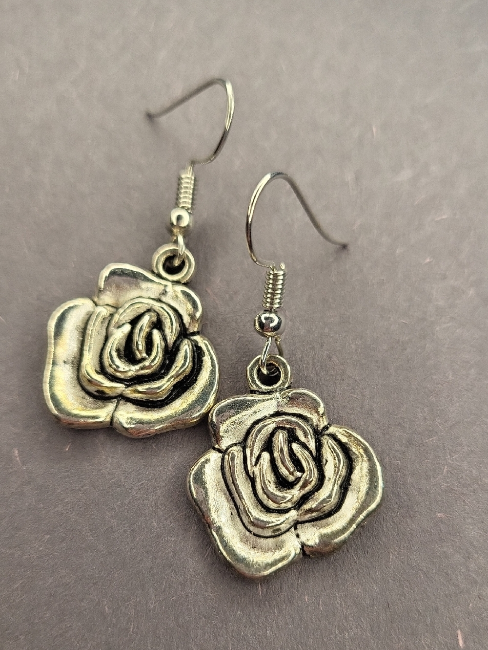 Silver Rose Earrings